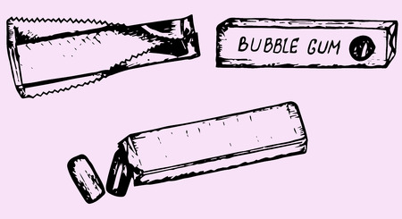 chewing gum, doodle style, hand drawnのイラスト素材
