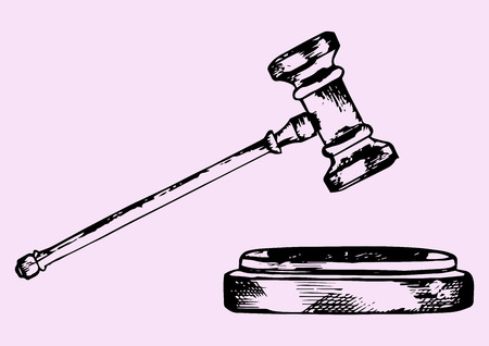 judge gavel, doodle style, sketch illustrationのイラスト素材