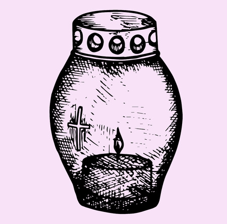 grave candle, doodle style, sketch illustrationのイラスト素材