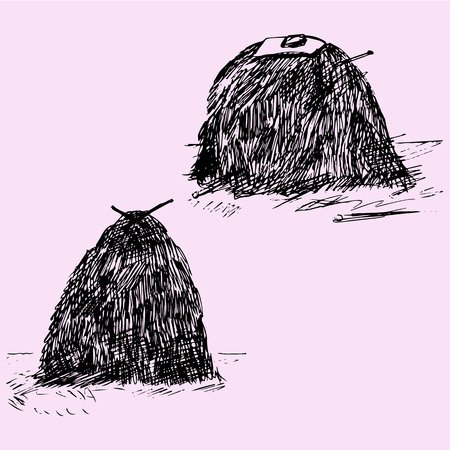 bale, sheaf of hay, doodle style, sketch illustrationのイラスト素材