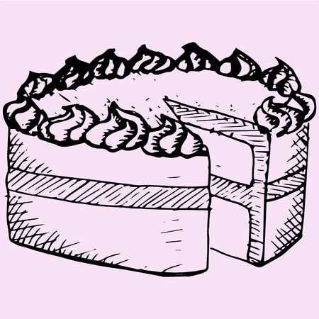 pound cake, doodle style, sketch illustration