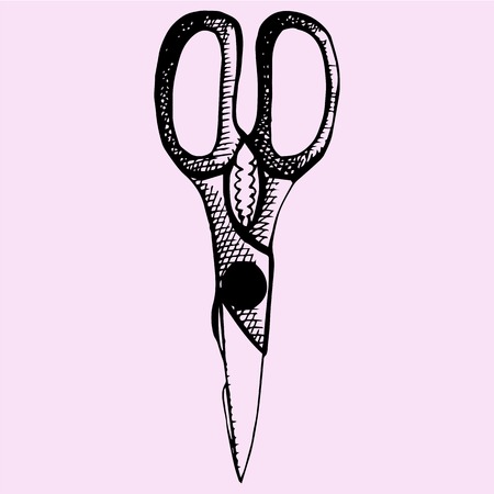 cooking scissors, doodle style, sketch illustrationのイラスト素材