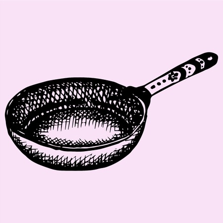 frying pan, doodle style, sketch illustrationのイラスト素材