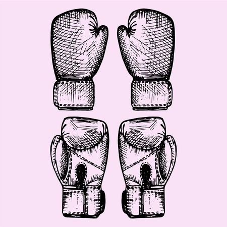 set of the boxing gloves, doodle style, sketch illustration, hand drawn, vectorのイラスト素材