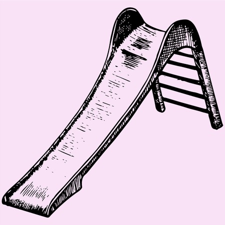 children slide, doodle style, sketch illustrationのイラスト素材