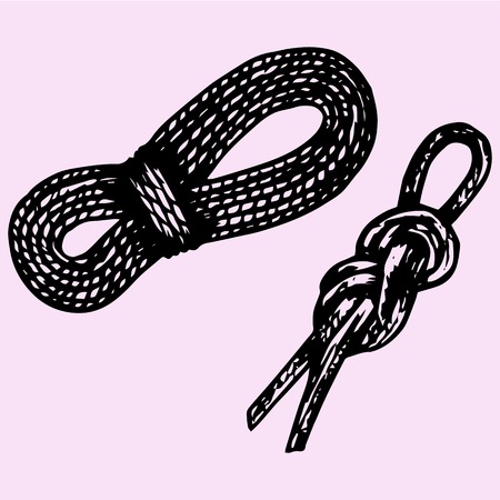 Climbing rope doodle style sketch illustration hand drawn vectorのイラスト素材