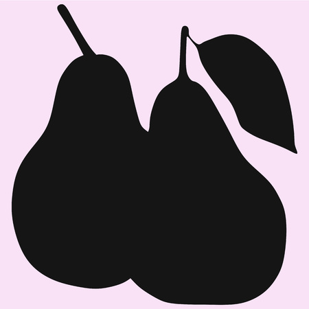 pear with leaf, half pear vector silhouette isolatedのイラスト素材