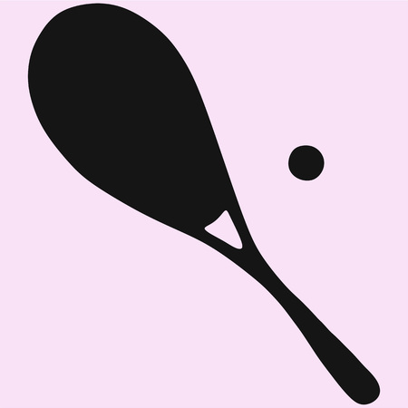 squash racket, ball vector silhouette isolatedのイラスト素材