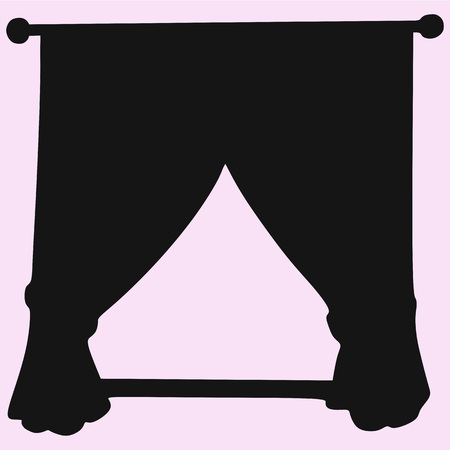 window frame with curtain vector silhouette isolatedのイラスト素材