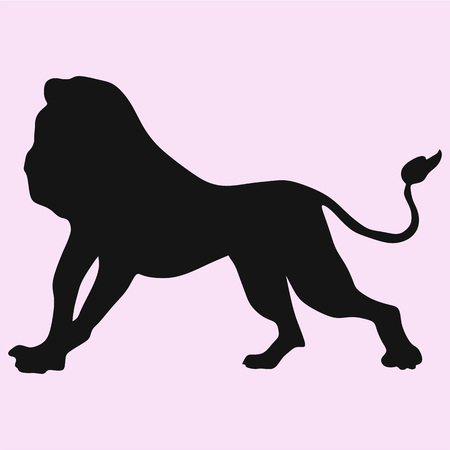 Side view Lion walking vector silhouette isolatedのイラスト素材