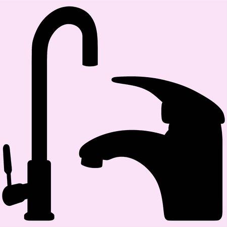 Set of the water tap vector silhouette isolatedのイラスト素材