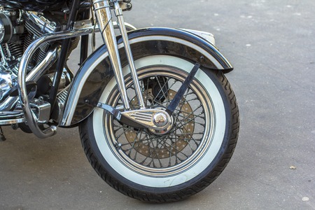 Chopper motorcycle forward tyre wheelの写真素材
