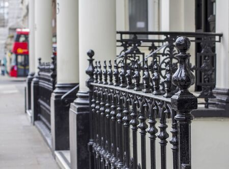 London, Great Britain.Kensington street. Metal fence on one of the houses.の写真素材