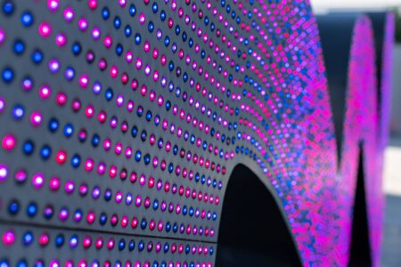 LED lights. Multi-colored light bulbs for illumination. Texture of colored light bulbs. Colorful...