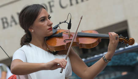 Lyon / France - September 16 2018: Biennial dance parade, colored groups parade in the streets of Lyonのeditorial素材