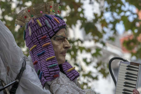 Lyon / France - September 16 2018: Biennial dance parade, colored groups parade in the streets of...