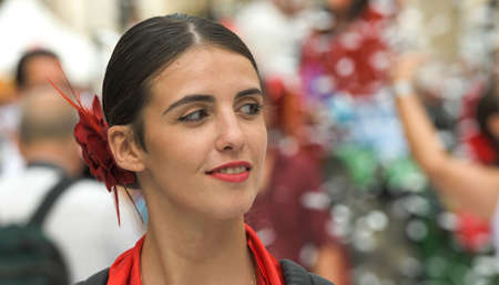 Lyon / France - September 16 2018: Biennial dance parade, colored groups parade in the streets of Lyonのeditorial素材