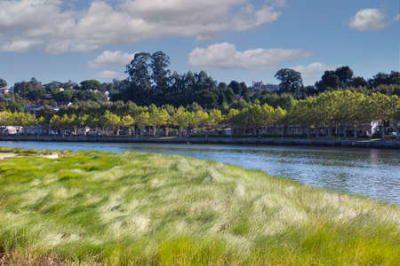 river in the city of pontevedra in galicia, spainの写真素材