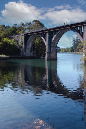 river in the city of pontevedra in galicia, spainの写真素材