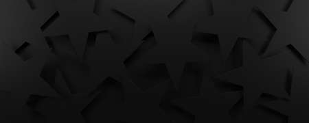 Black geometric 3d stars background. 3d render.
