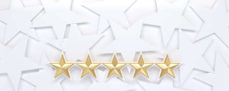 Background image for title with five stars rating. 3d render.