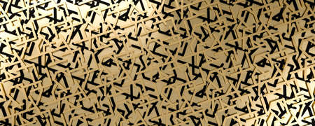 Simple black and gold background. Geometric shapes and lines pattern. 3d illustration