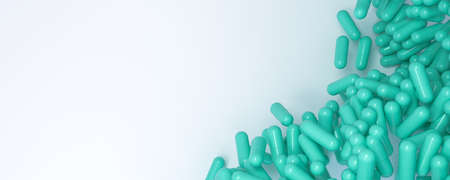 Falling pills. Medical concept. 3d rendering.の写真素材