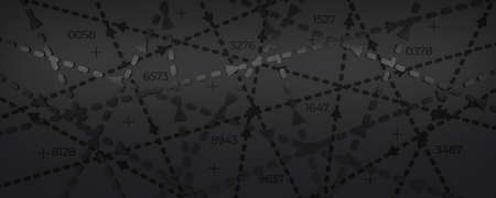Lines, digits, arrows and other items on dark background. 3d render wallpaper.