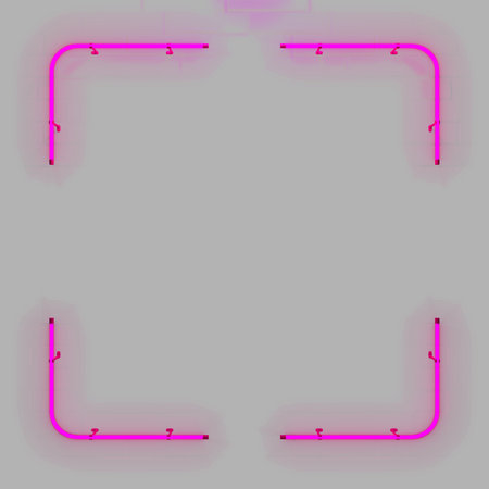 Purple neon square frame on a white background. Vector illustration.