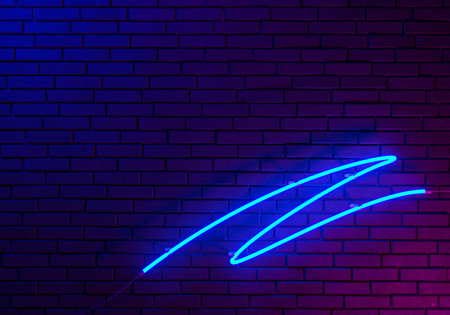 Neon Light on Brick Wall Background, 3d illustrationの写真素材