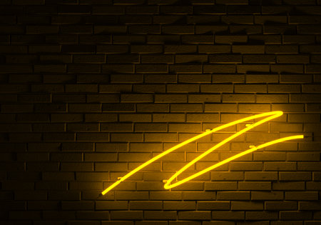 Neon Light on Brick Wall Background, 3d illustrationの写真素材