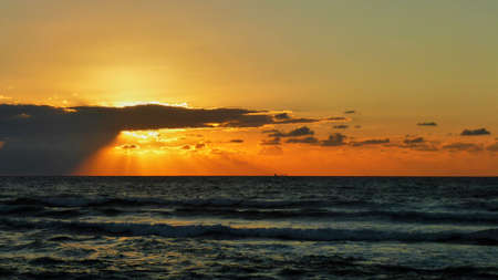 Beautiful sea view at sunset in Netanya.の写真素材