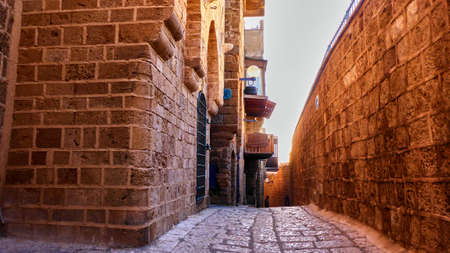 Small street of old Jaffa. Summer, Israel.の写真素材
