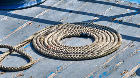 ?oiled rope on the deck. Ferry from Phangan to Samui, Thailand
