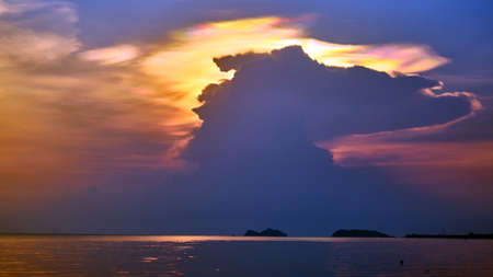 Rainbow sunset on Koh Pangan in Thailandの写真素材