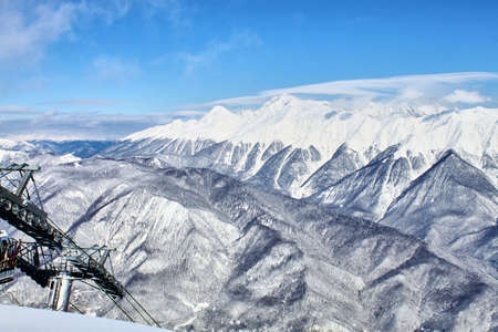The Caucasian mountain range. Krasnaya Polyana mountain resort. Sochi. Russia.の写真素材