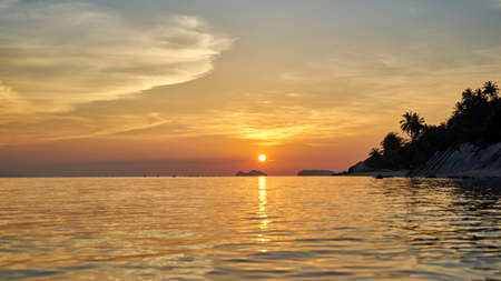 Beautiful sunset on Koh Phangan in Thailandの写真素材