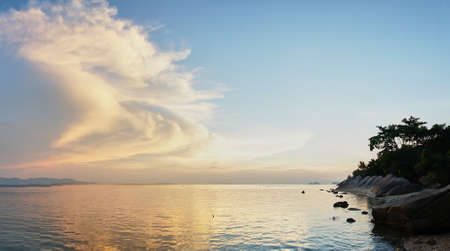 Beautiful sunset on Koh Phangan in Thailandの写真素材