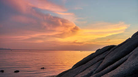 Beautiful sunset on Koh Phangan in Thailandの写真素材