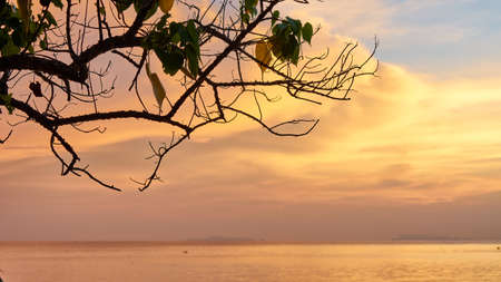 Beautiful sunset on Koh Phangan in Thailandの写真素材