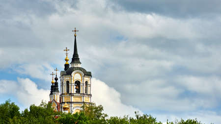Church on cloudy sky background. Tomsk. Russia.の写真素材