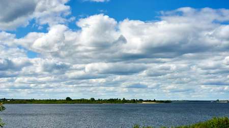 View of Tom River and cloudy sky. Tomsk. Russia.の写真素材