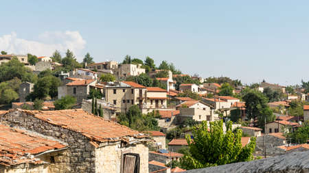 Streets and old houses in the traditional village Lofu. Limassol District, Cyprusの写真素材