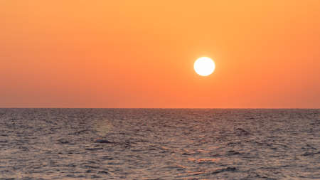 Sunset over the Mediterranean sea in Tel-Aviv, Israelの写真素材