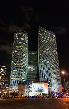 Skyscrapers at night city, Azrieli center, Tel-Aviv, Israelの写真素材