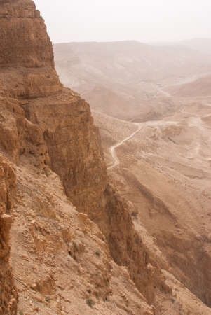Masada mountain in the haze, israelの写真素材