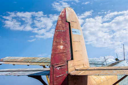 the tail part of the old planeの写真素材