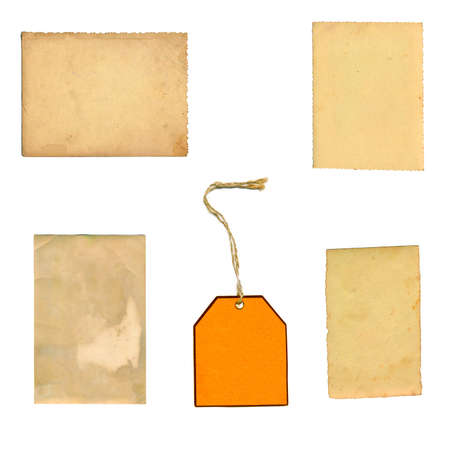 collection of various old photos on white background  each one is shot separatelyの写真素材