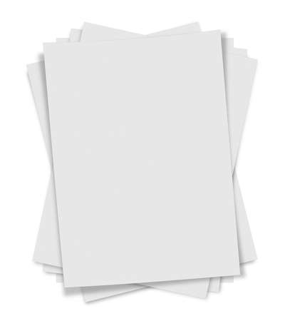 close up of stack of papers on white backgroundの写真素材