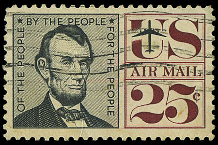 USA - CIRCA 1950s  A stamp printed in USA shows Abraham Lincoln, circa 1950sのeditorial素材